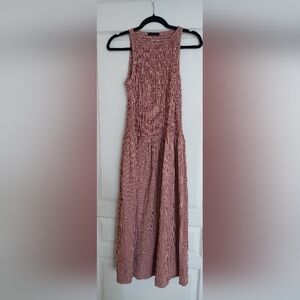 Zara Red and White Checkered Midi Dress